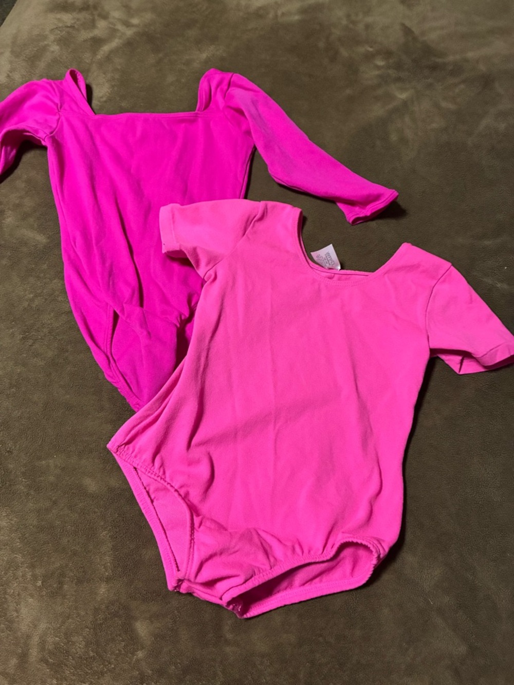 2 Pink Dance Leotards - Bright & Hot Pink girls size 6/7